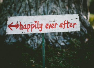 wooden happily ever after sign