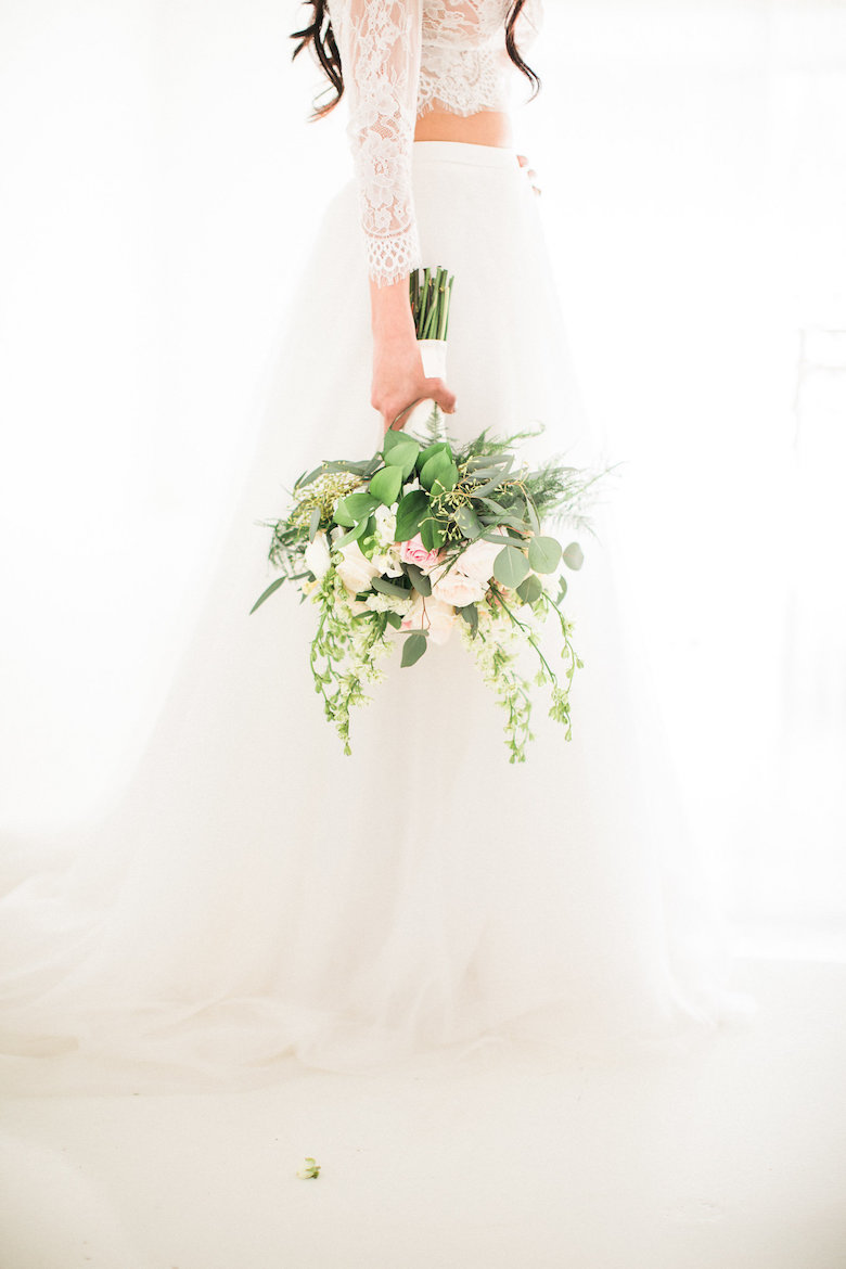 white dress green flowers