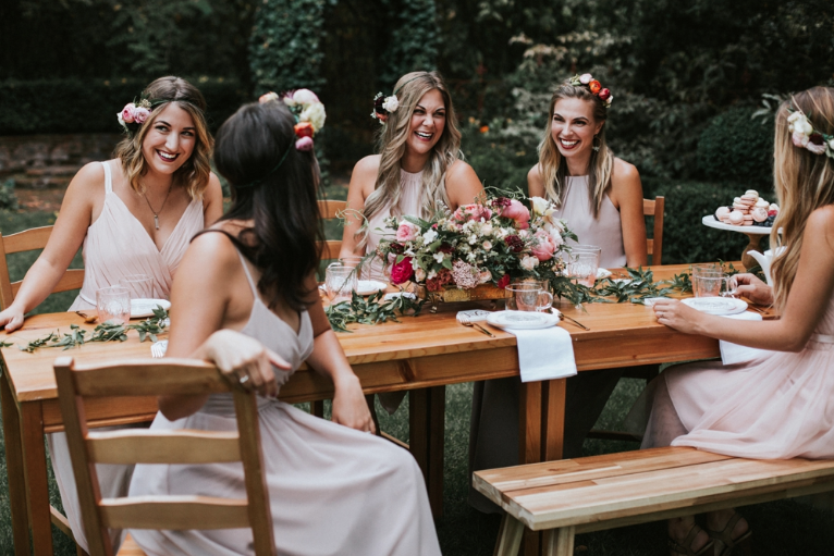 bridesmaids around table