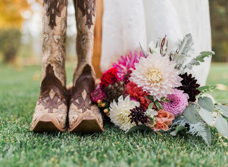 country bride in cowboy boots