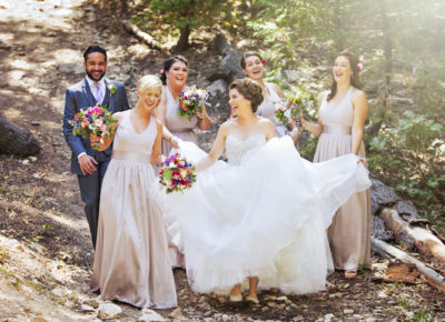 bridal party in nature