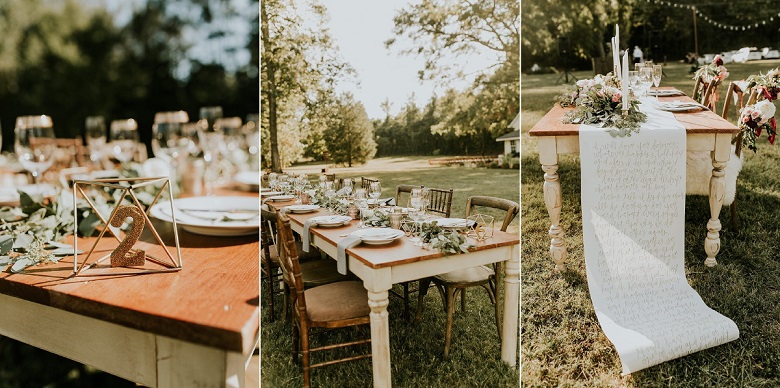 wedding reception long tables