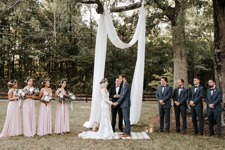 white drape over tree