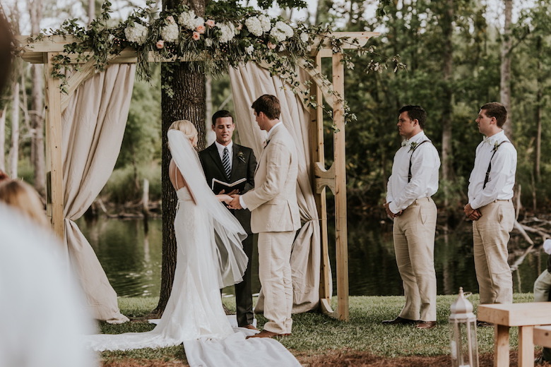 bride and groom outdoor vows