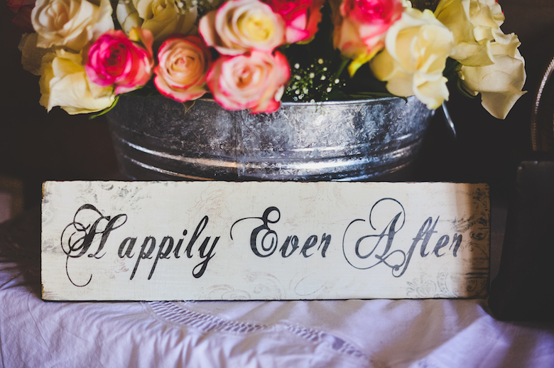 wood painted wedding sign