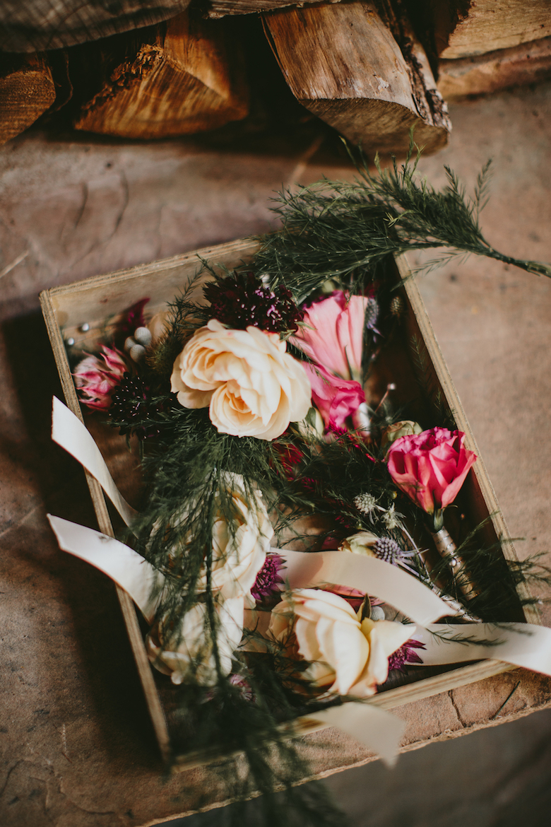 pink and white roses and ferns