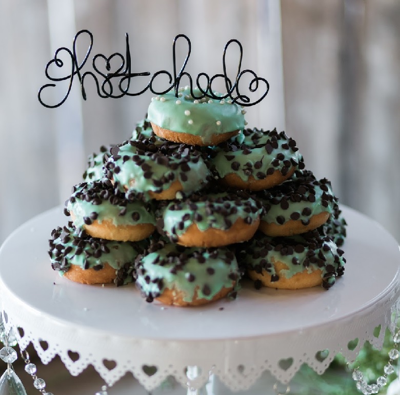 mint chocolate donuts with a hitched topper