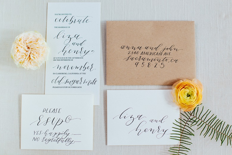 wedding invitations stationary calligraphy black and white monochromatic 