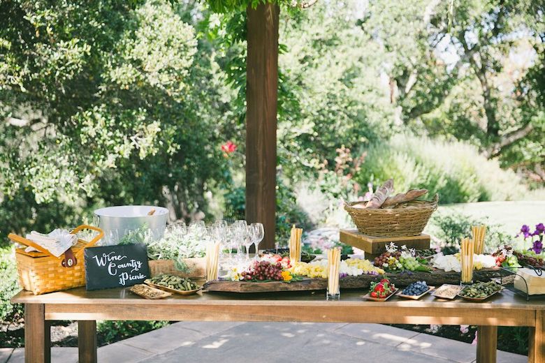 picnic grazing table for garden wedding
