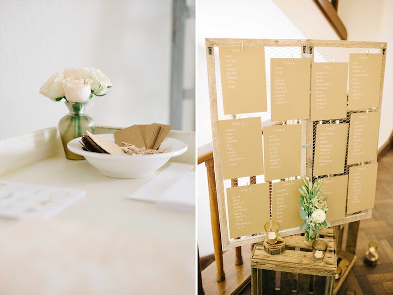 cardboard paper handwritten placement cards for a minimalist wedding