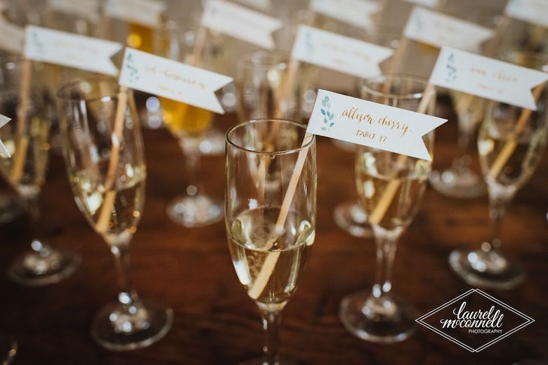 champagne flute name cards