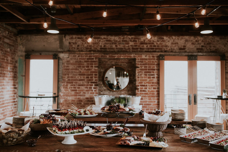 food table at wedding reception