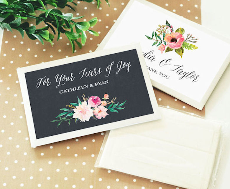 personalized tissues as favors for spring weddings