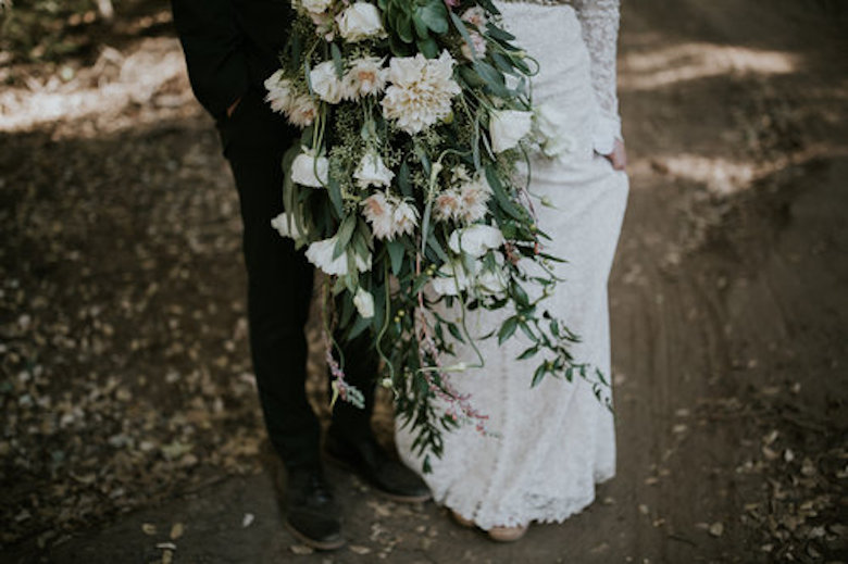 cascading whimsical wedding bouquet