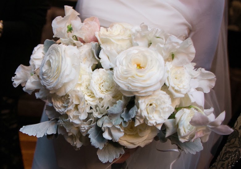 romantic blush bouquet for winter wedding