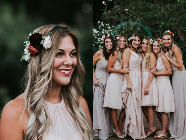 bridesmaids in blush spring wedding colors