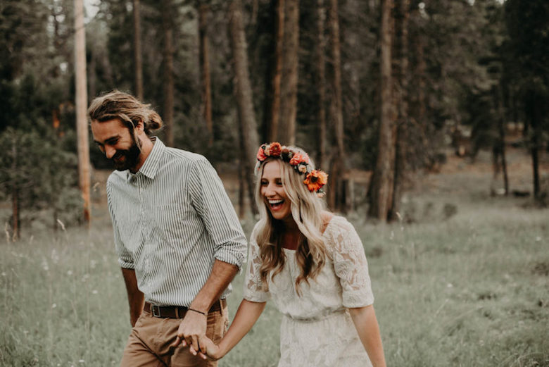 bride and groom at their outdoors whimsical wedding