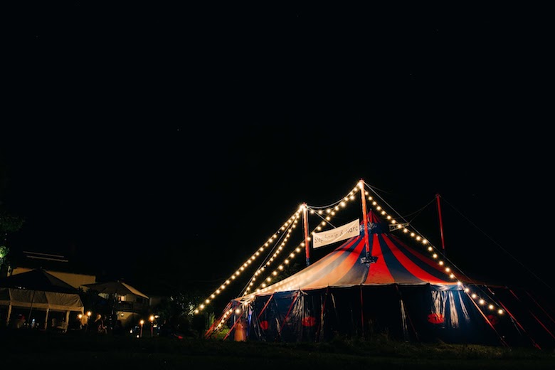 circus tent whimsical wedding reception