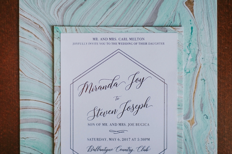 abstract marble wedding invitation stationery