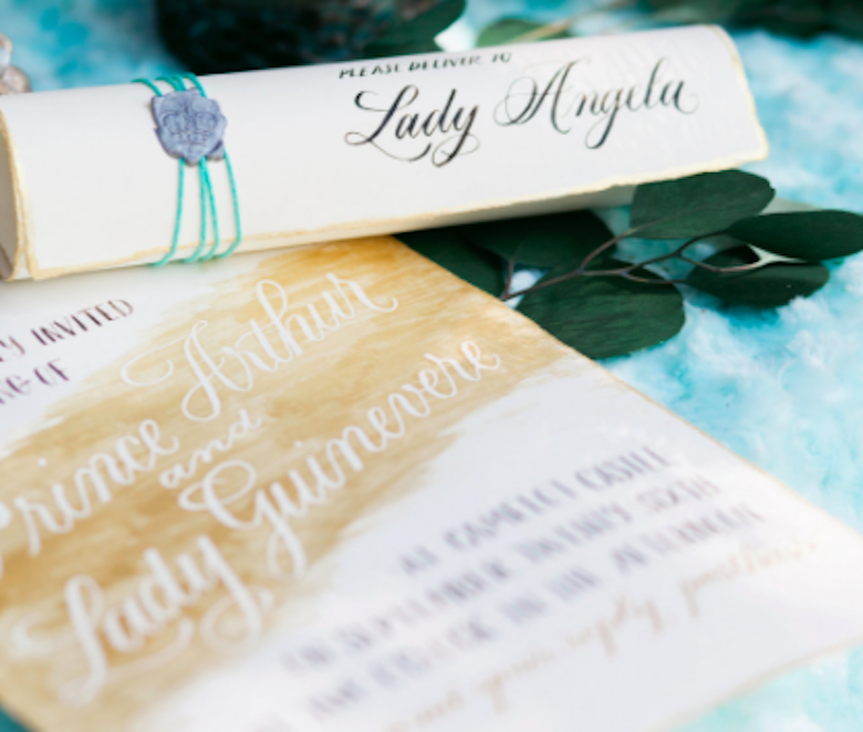 vintage scroll wedding invitation stationery