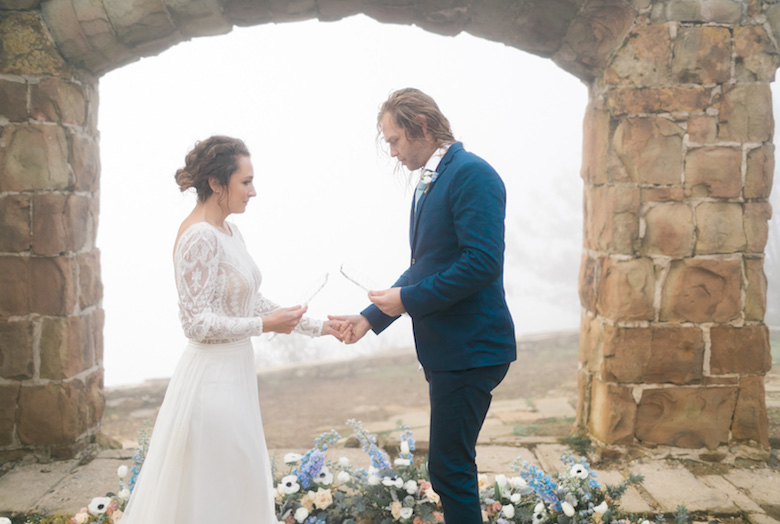 bride and groom exchanging wedding vows