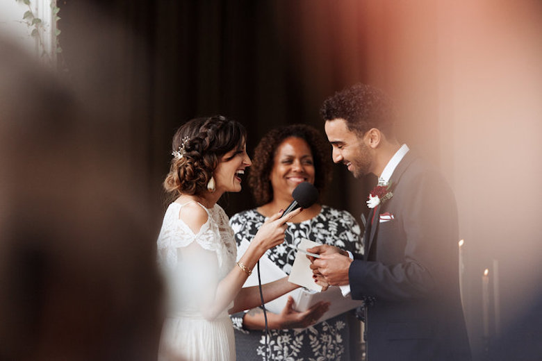 bride and groom saying their wedding vows