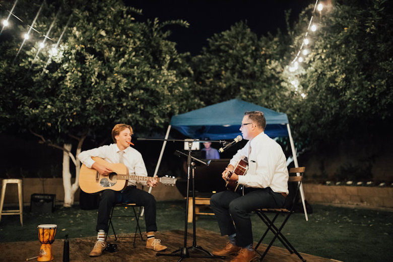 live band playing at a small intimate wedding