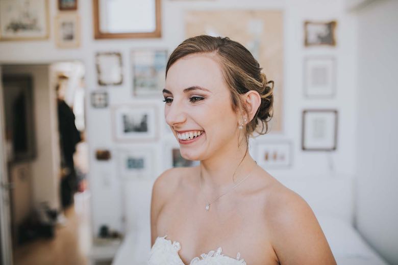 smiling on wedding day